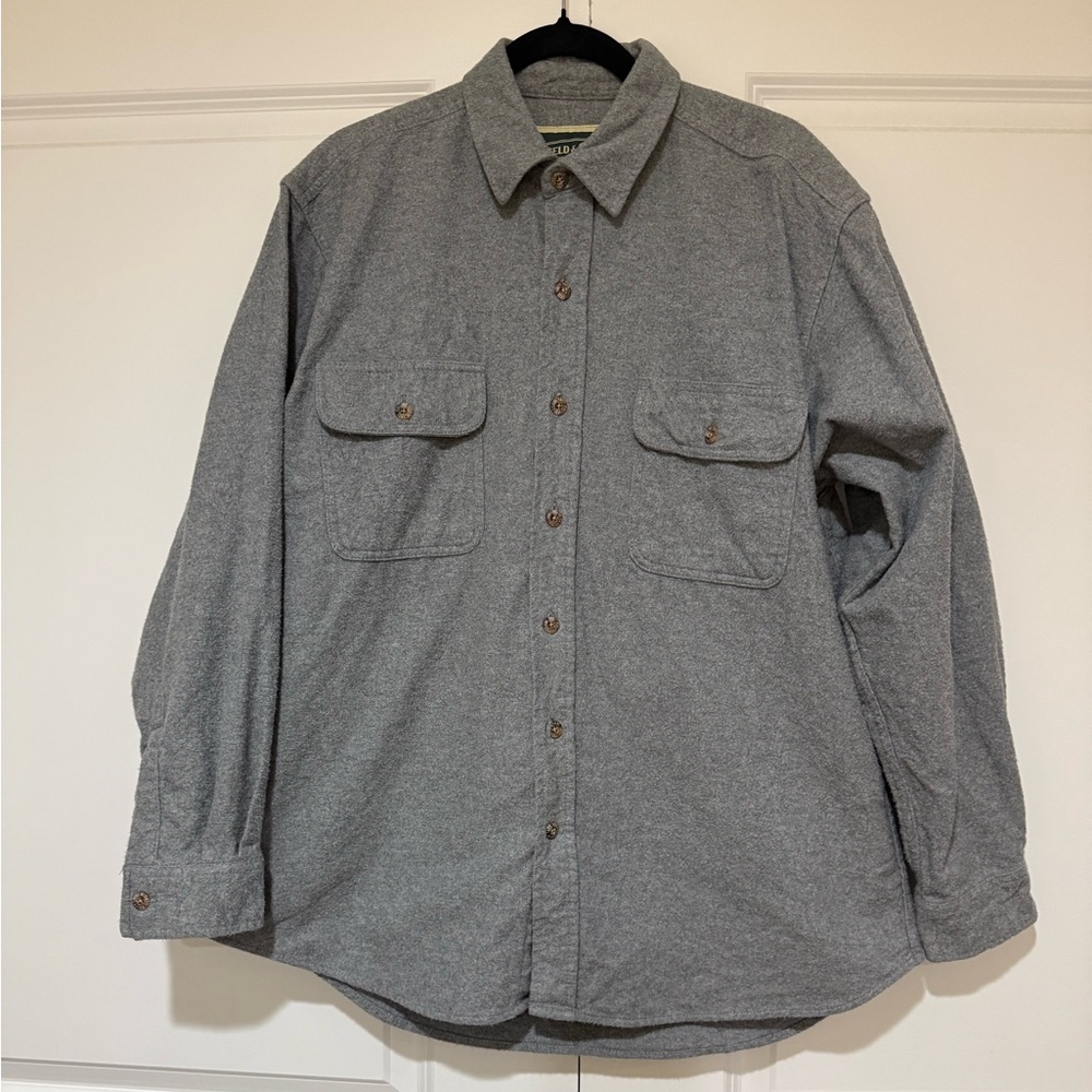 Field & Stream Thick Gray Button-Up Flannel Shirt… - image 1